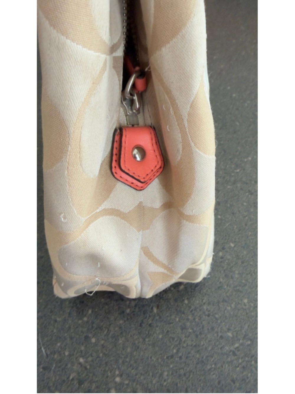 Coach Campbell Signature Hobo Bag - Light Khaki/Coral - Picture 8 of 10